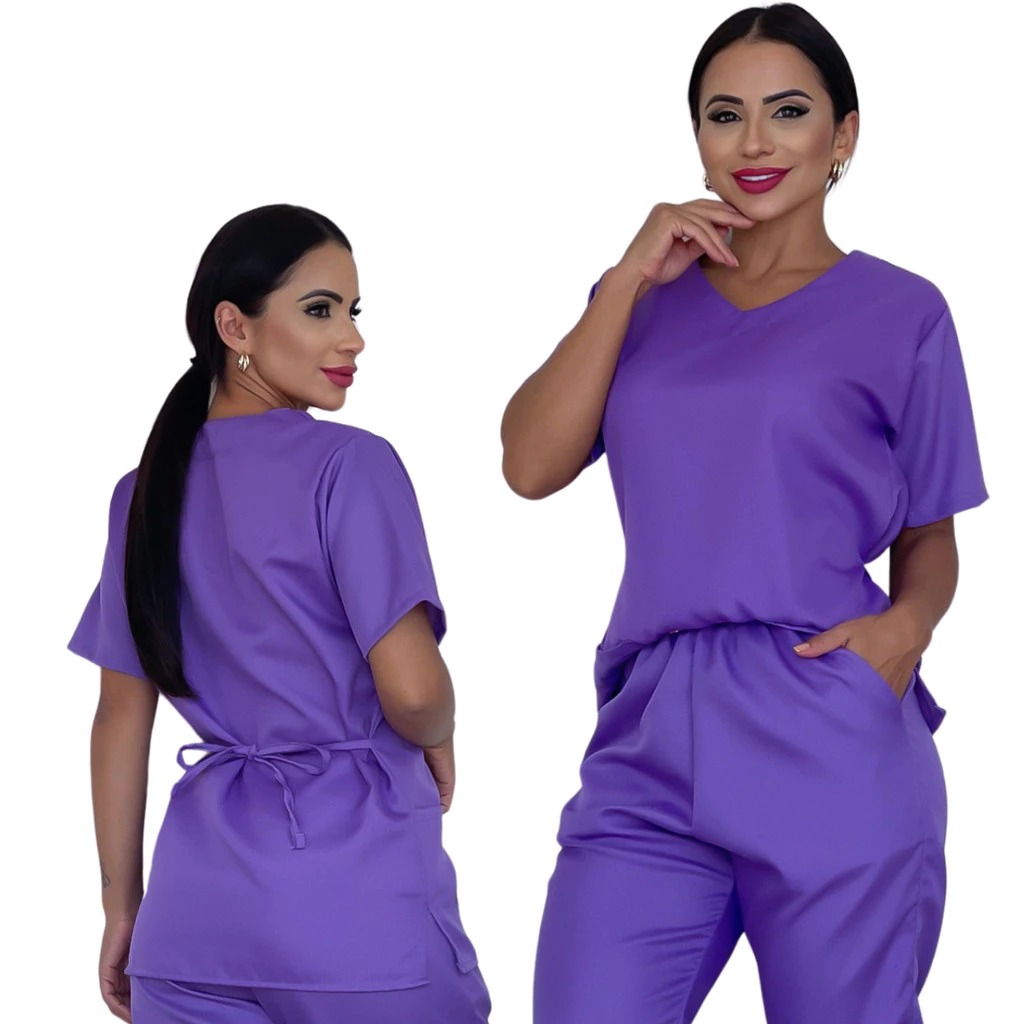 Conjunto Jaleco Feminino Premium Roxo com Calça